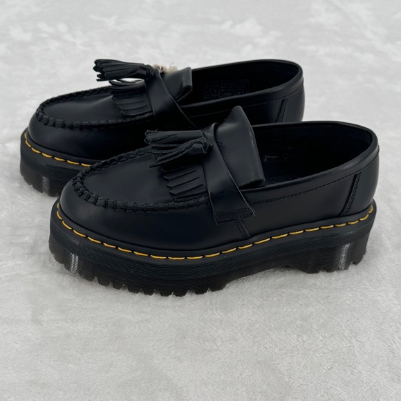 Dr. Martens Shoes - Dr Martens Adrian Quad Kiltie Platform Loafers Black Leather Womens 6 Retro Vibe